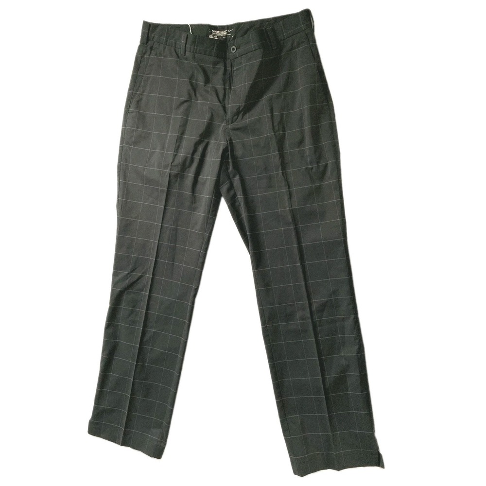 Nike Golf Pants Men 34x32 Blk Dri-FIT Large Check Stretch Golf Tour Performance